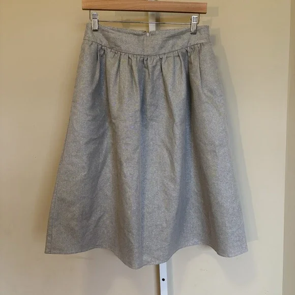 FRNCH Pleated Midi Skirt Print Women's Size M Silver Metallic - Picture 1 of 6